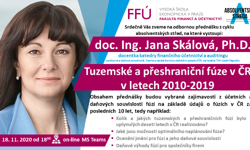 Absolventská středa FFÚ: Tuzemské a přeshraniční fúze v ČR v letech 2010 - 2019