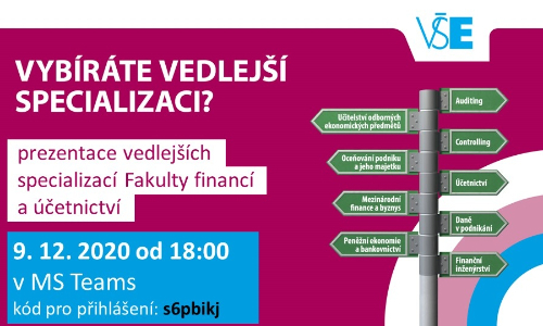 Prezentace vedlejších specializací Fakulty financí a účetnictví